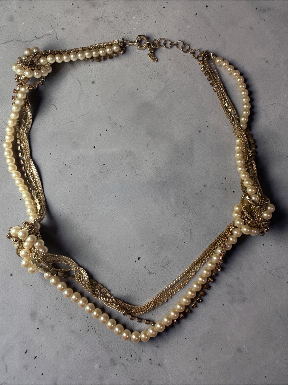 ABS Allen Schwartz Gold and Cream Multi-Strand Pearl Necklace
